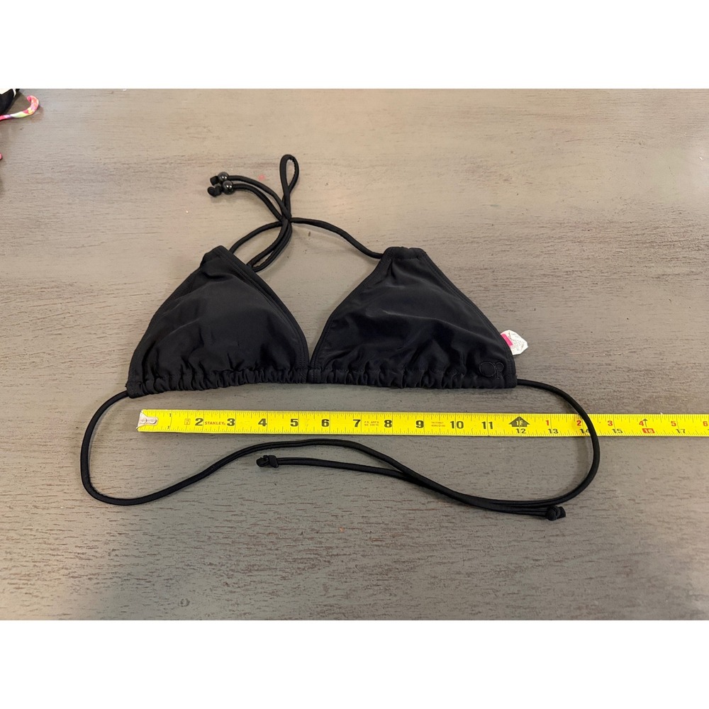 OP Ocean Pacific Black Triangle Bikini Top Halter Swimwear Size Large 11-13